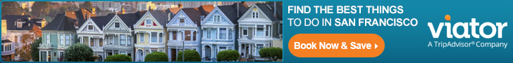 Advert from Viator showing the Painted Ladies Houses and the words Find the Best things to do in San Francisco